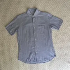 GU ジーユー ライトブルー 半袖シャツ Sサイズ メンズ リネン ブレンド