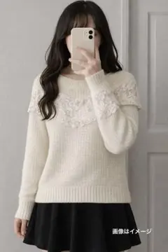 LISLISA レースニットトップス　白