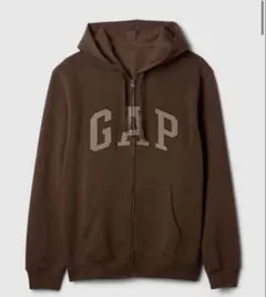 人気完売リラックス GAPロゴ ジップアップパーカー ブラウン