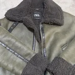 ZARA オリーブグリーン ムートンコート Lサイズ