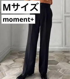 moment+ センタープレススラックスカラーストレートパンツ ブラック M
