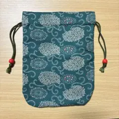 《美品》リバーシブル巾着袋　和装小物　着物アイテム　花柄