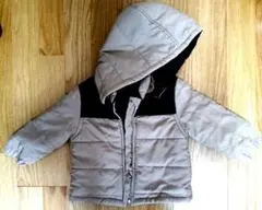 ベージュ フード付きダウンコート 80cm