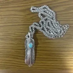 【SAAD】ターコイズ付き フェザー ネックレス ペンダントトップ SV925