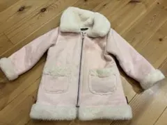 ムージョンジョン　90cmファー付きコート　ピンク