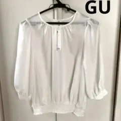 GU ホワイト 五分袖ブラウス