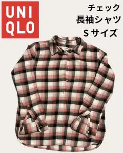Uniqlo ユニクロ　チェック　長袖　シャツ　Mサイズ　ピンク