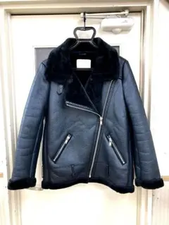 【訳あり】ZARA フェイク レザー ライダース ジャケット ムートン調 S