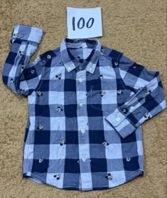 【美品】baby GAP ミッキー チェック柄 長袖シャツ 100cm