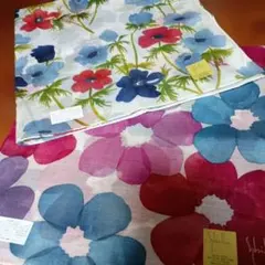 ❤❤Shalla 花柄 ハンカチ2枚❤❤ 紫、青ボンボン付き美品❤