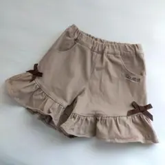 BeBe　べべ　ショートパンツ　キュロット　130　ベージュ　リボン　フリル