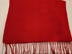 赤　シルク＆カシミヤストール フリンジ付き