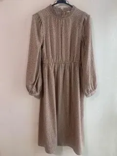 【ehka sopo エヘカソポ】小花柄長袖ワンピース ベージュ