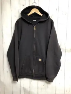 US古着 Carhartt ジップアップパーカー ブラック XL r19