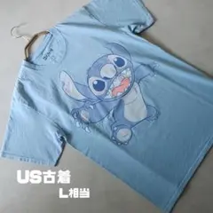 【US古着】ディズニー スティッチ ビッグプリント Tシャツ M 水色