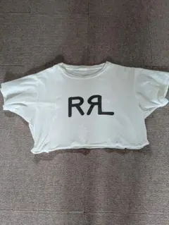 ラ*ー様 RRL Ralph Lauren ロゴ Tシャツ ホワイト 丈短のサムネイル