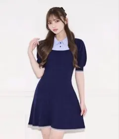 apres jour シャツレイヤード風 ニットミニワンピース