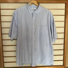 UNIQLO C 半袖シャツ L ライトブルー ストライプ