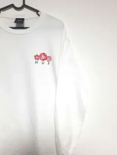 ✨大人気✨　ハフ　ロングTシャツ　デカロゴ　薔薇　ホワイト　M