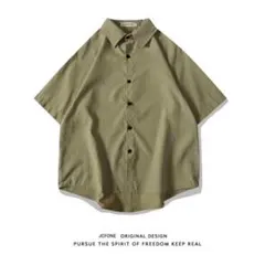 み*と様 シンプル 半袖 シャツ L カーキ ユニセックス 男女兼用 新品未使用