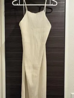 ZARA ザラ リブニット キャミソールワンピース アイボリー XL