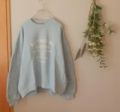 サマンサモスモス　プリントスウェット　ブルー