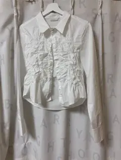 ZARAホワイトフリル長袖シャツ