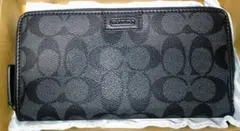 COACH コーチ シグネチャー ブラックスモーク長財布 取り外し可