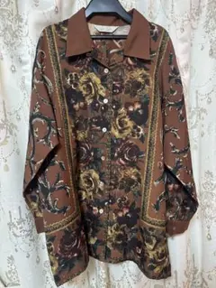 早い者勝ち★ HAFF DUFF ペイズリー＆ボタニカル総柄シャツ　総柄デザイン