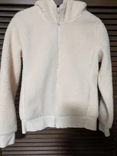 ユニクロ　フリースボアパーカー　M　ジャケット　オフホワイト防寒防風