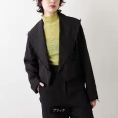 美品✨ ウィムガゼット　ヘビーリネン ジャケット　クロップド　23SS　黒　軽量のサムネイル