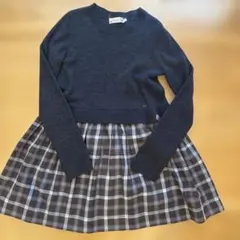 Bonpoint ワンピース 10A ダークグレー/チェック柄