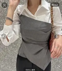 グレーとホワイトのストライプビスチェ