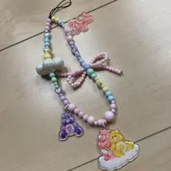 ［限定お値下げ中！］ケアベア ストラップ カラフルビーズ