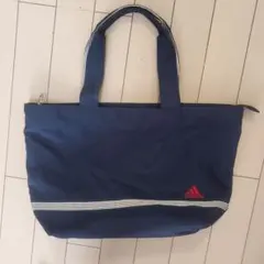 ☆adidas☆ トートバッグ　紺　軽量　刺繍　トリコロールカラーのサムネイル