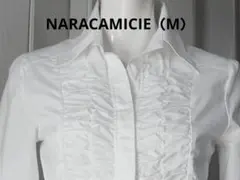 [NARACAMICIE]ドレスシャツ　ギャザー　オフィスカジュアル　ストレッチのサムネイル