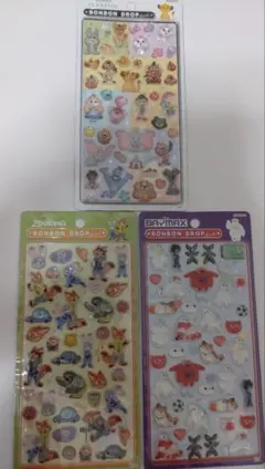 正規品　ベイマックス ズートピア　クラシック ボンボンドロップシール 3枚セット
