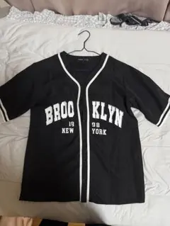 SHEIN BROOKLYN ベースボールシャツ 半袖 ブラック