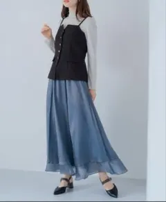 ラメシアー レイヤード スカート　MISCHMASCH ネイビー 新品 タグ付きのサムネイル
