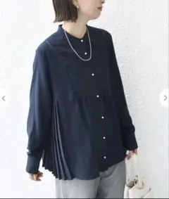 【WEB限定】〈手洗い可能〉ストレッチ ジョーゼット プリーツ ブラウスのサムネイル
