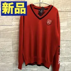 新品✨23区ゴルフ Vネックセーター Mサイズ　メンズ　ワインレッド　赤