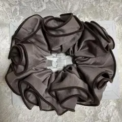 シュシュ　モカ茶✖️こげ茶　縁かがり❣️広幅large❣️