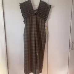 【最終値下げ】しまむら　チェックシャーリングオールインワン