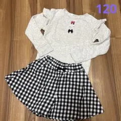 スラップスリップ　べべ　トレーナー　キュロット　チェック　リボン