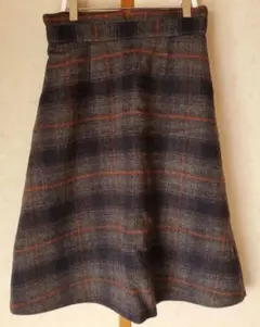 ネイビーオレンジチェックスカート