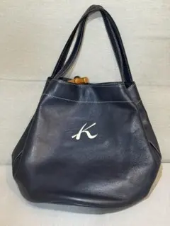 キタムラ Kitamura ハンドバッグ レザー 紺 ネイビー