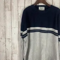 US古着　クルーネック　ニット　セーター　ツートン　a0006