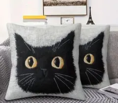 新品　ねこ好きさんの為の　クッションカバー 　 45×45 2枚 まとめ売り