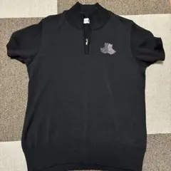 ブラックアンドホワイト 黒のハーフジップ半袖セーター サイズ3