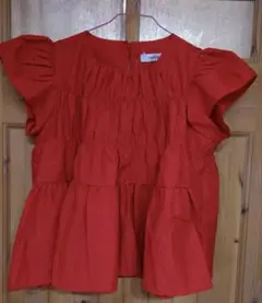 ISOOK フリル付きレッドティアードトップス